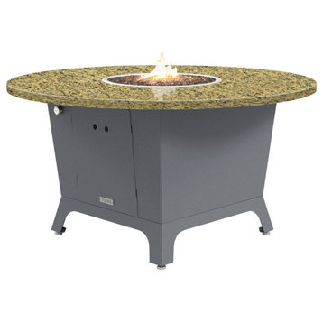 Fire Pit Table 55"D, Propane, Santa Cecillia Granite Top, Gray