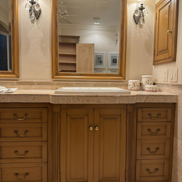 Refinished Bathroom Cabinets with Custom Faux Finish
