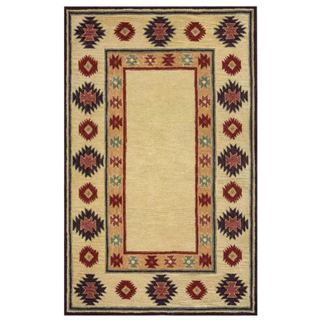 Alora Decor Ryder 3' x 5' Tribal Tan/Sage/Navy/Burgundy Hand-Tufted Area Rug
