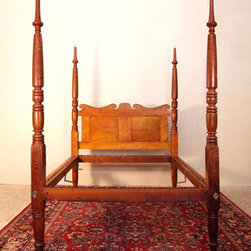 Sheraton Tall Post Birdseye Maple Antique Bed - Beds
