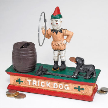 Circus Clown and Trick Dog Authentic Foundry Iron Mechanical Bank