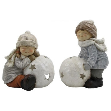 Tushkas Boy and Girl With Snowballs