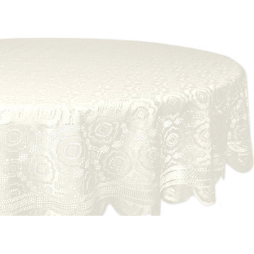 DII Cream Vintage Polyester Lace Tablecloth 63" Round