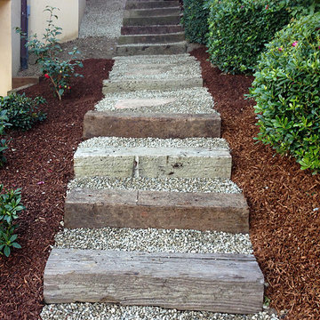 Custom Outdoor Steps--Railroad Ties & Gravel