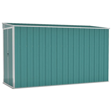 vidaXL Storage Shed Wall-mounted Outdoor Garden Shed Green Galvanized Steel