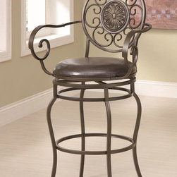 Coaster 102584 Brown Decorative Metal Flower Round Back Bar Stool - Bar Stools And Counter Stools