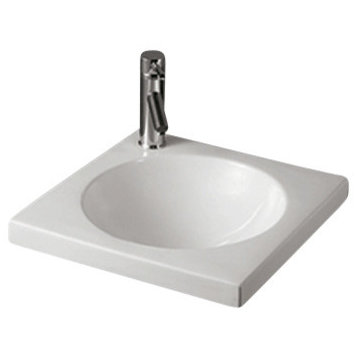 Square Drop In Basin,an Integrated Round Bowl, Single Faucet Hole,Center Drain