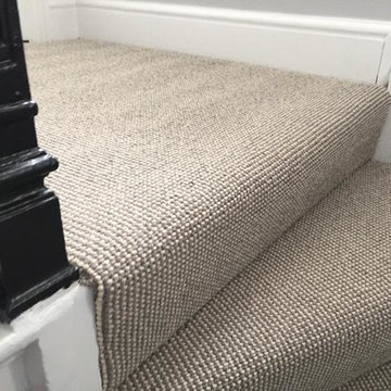 Striped Carpet Installation to Stairs