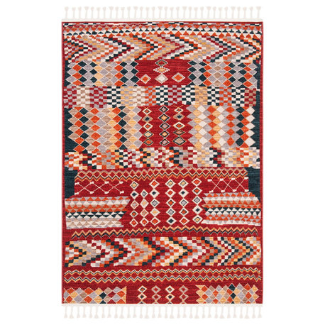 Safavieh Farmhouse Fmh849N Bohemian Rug, Navy/Red, 6'3"x6'3" Square