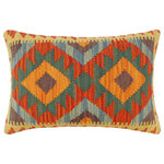 Bareens Designer Rugs - Turkish Tribal McPhee Hand Woven Kilim Pillow - Embellish your home with this timeless casual chic handmade Southwestern Kilim throw pillow covers made with wool and cotton. Constructed on a loom by Nomad Turkman people with hand spun wool and Natural Vegetable dyes these beautiful Kilim pillow covers are known for their beautiful repetitive geometrical, naturalistic floral and traditional patterns yet still giving it a moden look. Masterfully artisan-crafted on traditional Kilim looms with a contemporary fashion palette producing bold intricate sharp patterns making them a standout piece in any decor.