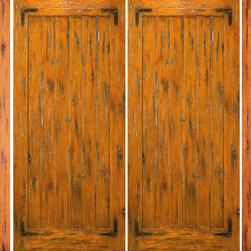 Exterior Pre-hung Double Door with Two Sidelites, Knotty Alder - Front Doors