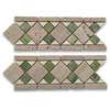 Marble Mosaic Border Listello Accent Tile Venice Green 4x11.1 Tumbled, 1 piece
