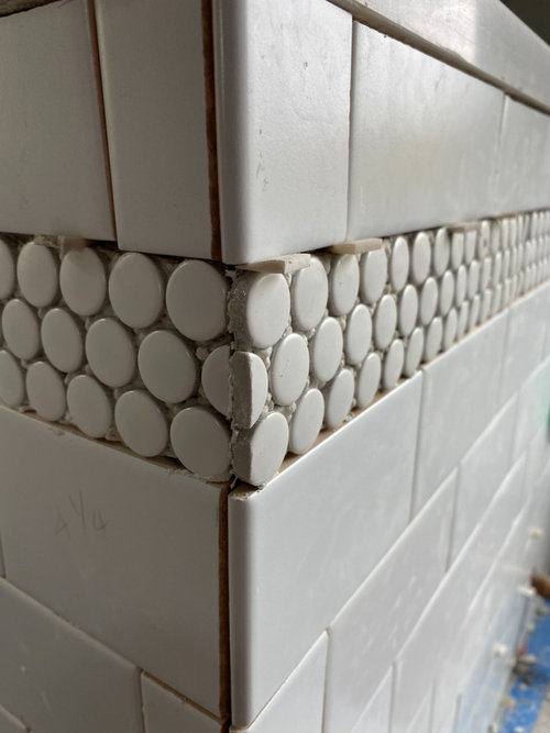 How To Wrap Outside Corners With Penny Tile, Subway Tile Rounded Corner