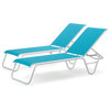 Lay-flat Stacking Armless Chaises, Set of 2, Aqua