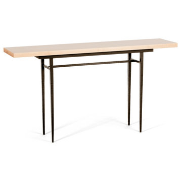 Wick 60" Console Table, Bronze Finish, Maple Natural Accents