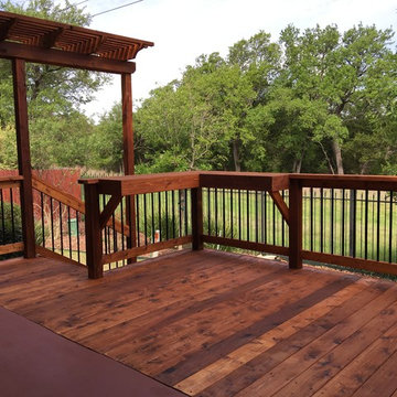 Cedar Deck with a Lattice Privacy Fence and Mini Arbor - San Antonio, TX