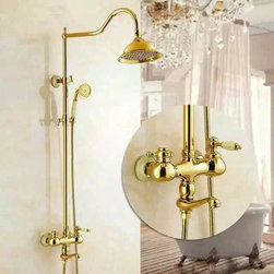 Special Design Brass Bathroom Golden Rainfall Wall Mounted Shower Faucet TS1433G - Tub And Shower Faucet Sets