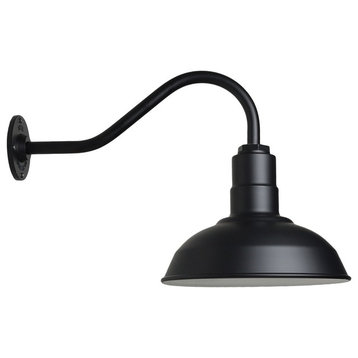 Modern Farmhouse Barn Light, The Westchester, Matte Black, 16" Gooseneck