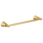 Moen - Moen Flara 18" Towel Bar Brushed Gold, YB0318BG - The Flara bathroom suite beautifully blends timeless classics with contemporary flair. The faucets bold details, clean lines and expressive, gestural flared surfaces combine with slim proportions and a tall, elegant stature for a striking appearance. The Flara bathroom suite includes single-handle and two-handle faucet options, matching tub/shower fixtures, a tub-filler faucet, and a broad selection of matching accessories that provides a cohesive look throughout the bath.