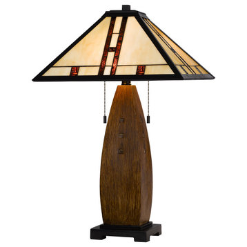 3106 Tiffany 2 Light Table Lamp, Oak