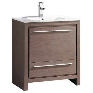 Allier 30" Gray Oak Modern Bathroom Cabinet With Sink