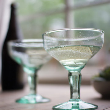 Set of 6 Recycled Glass Cocktail Coupe Glasses