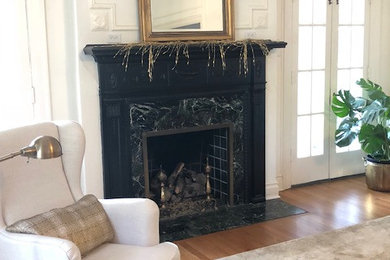 Transitional living room photo in Dallas