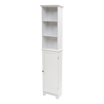 Shaker Style Tall Floor Shelf with Lower Cabinet