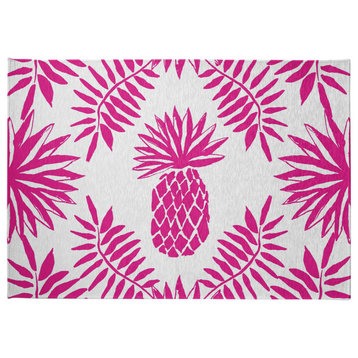 Pineapple Leaves Spring Chenille Rug, Orchid, 5'x7'