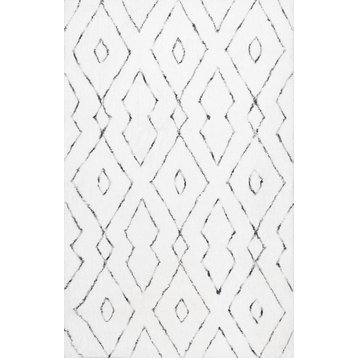 nuLOOM Hand Tufted Beaulah Shag Contemporary Area Rug, White, 6'x9'