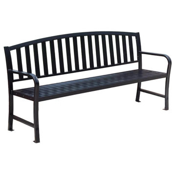 Classic Bench, Indoor or Outdoor Use Constructed With Heavy Duty Metal, Black