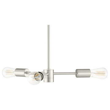 Geneva 3-Light Sputnik Chandelier With LED Bulbs, Brushed Nickel