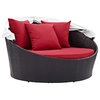 Modway Convene Canopy Aluminum and Rattan Patio Daybed in Espresso/Red