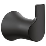 Moen - Moen Doux Single Robe Hook Matte Black, YB0203BL - A graceful arc and unique, soft-stream water flow, make Doux the perfect addition to any bathroom interior as it redefines modern in the language of great design. The D-shaped spout was carefully crafted to present the water in a flat, thin silky ribbon to continue the clean lines of the faucets smooth, wide form.