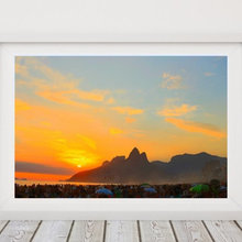 Sunset in summer at Ipanema Beach during Carnival celebrations