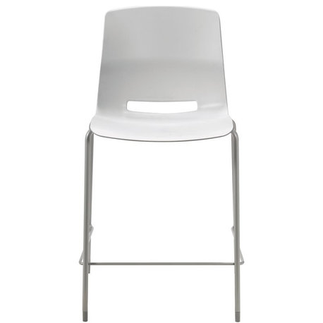 Olio Designs Lola 25" Plastic Stackable Counter Stool in Light Gray