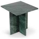Meridian Furniture - Verona Marble End Table, Green - Modernity is in the spotlight when you add this Verona green end table to your living space. Amply sized to be useful without being overly utilitarian, this handsome table is handcrafted from genuine marble, a trait that lends each individual piece a unique look. An artfully styled base adds a refined, elegant look to your home without being too flashy. Combine it with other items in the Verona collection to complete the look and add functional beauty to your home.