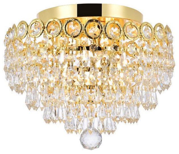 Elegant V1902F12G/EC Century 4 Light Gold Flush Mount Clear Elegant Cut ...