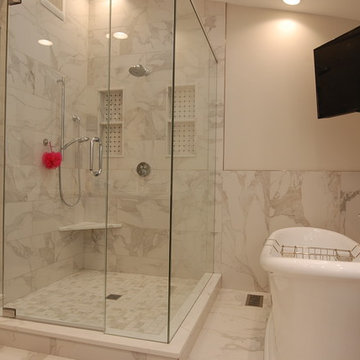 Transitional Grey Master Bath in Deerfield, IL