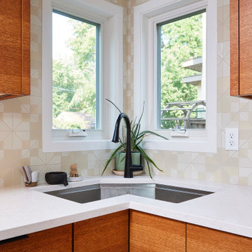1926 Kitchen remodel with waterfall counter top