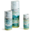 Two's Company Aqua Sea and Landscape Set of 3 Tall Cylinder Vases