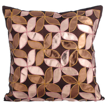 Brown Decorative Pillow Covers 18"x18" Faux Leather, Cake & Pie