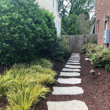 Mulching,pruning,sod, river rock, stepping stone installs