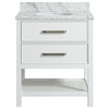 Louella White Contemporary Bathroom Vanity With Marble Top, 30"