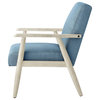 Rustic Manor Gian Armchair Upholstered, Light Blue and Cream Linen