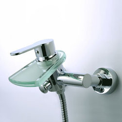 Single Handle Chrome Wall-mount Waterfall Glass Bathtub Faucet F0816W - Bathtub Faucets