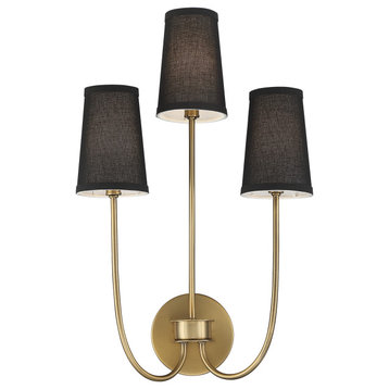 Trade Winds Diana 3-Light Wall Sconce in Natural Brass