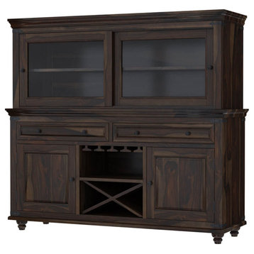 Oklahoma Farmhouse Traditional Rosewood Dining Room Buffet with Hutch