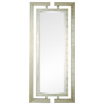 Uttermost - Uttermost Jamal Silver Mirror - This Stately Mirror Features Dual Wooden Frames Attached At The Top And Bottom With A Scratched Silver Leaf Finish. Frames Have Open Detail For Wall Color To Show Through. Mirror Has A Generous 1 1/4" Bevel. May Be Hung Horizontal Or Vertical.