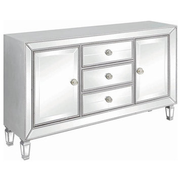 Coaster Contemporary Wood 3-Drawer Mirrored Accent Cabinet in Silver